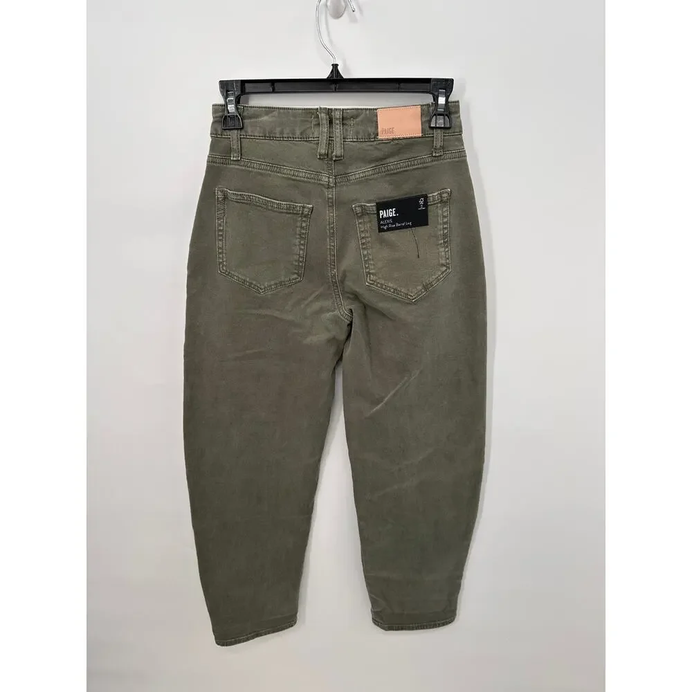 PAIGE DENIM NWT Alexis Cargo Barrel Leg Pant in Vintage Ivy Green // 25 - Picture 9 of 13